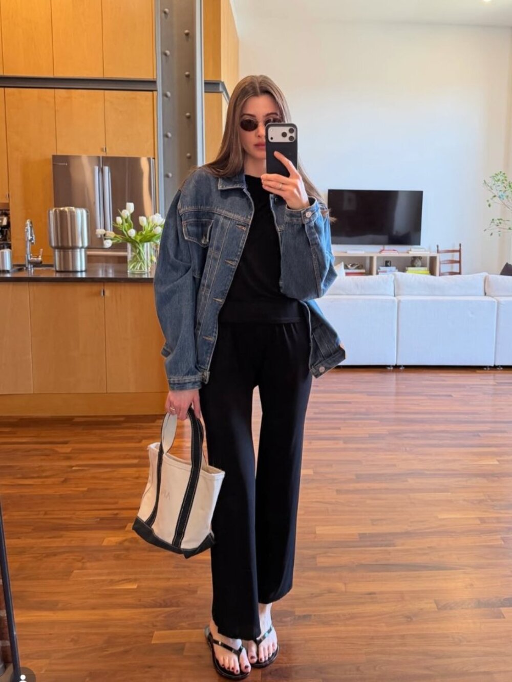 AG Relaxed Oversized Drop Shoulder Denim Jacket in clean modern medium wash